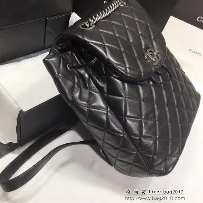 香奈兒CHANEL 91124黑色新款高仿原版時尚雙肩背包 DSC1306
